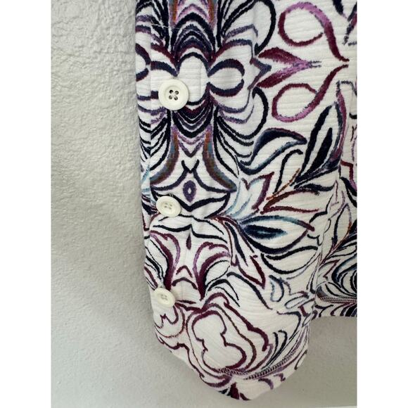 T By Talbots Sketched‎ Tile Print Top 3/4 Sleeve Size Medium - Picture 7 of 8